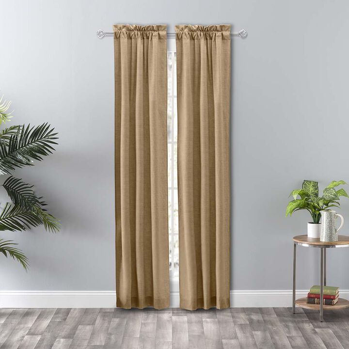 Ellis Curtain Lisa Solid Color Poly 3" Rod Pocket Cotton Duck Fabric Tailored Panel Pair with Ties