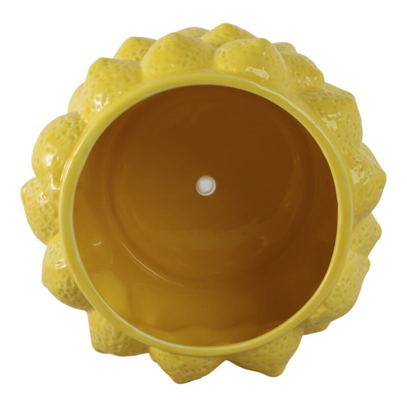8" Lemons Flower Pot, Yellow image number 4