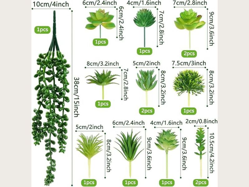 14 Piece Green Artificial Succulent Plants Garden Porch Decor image number 2