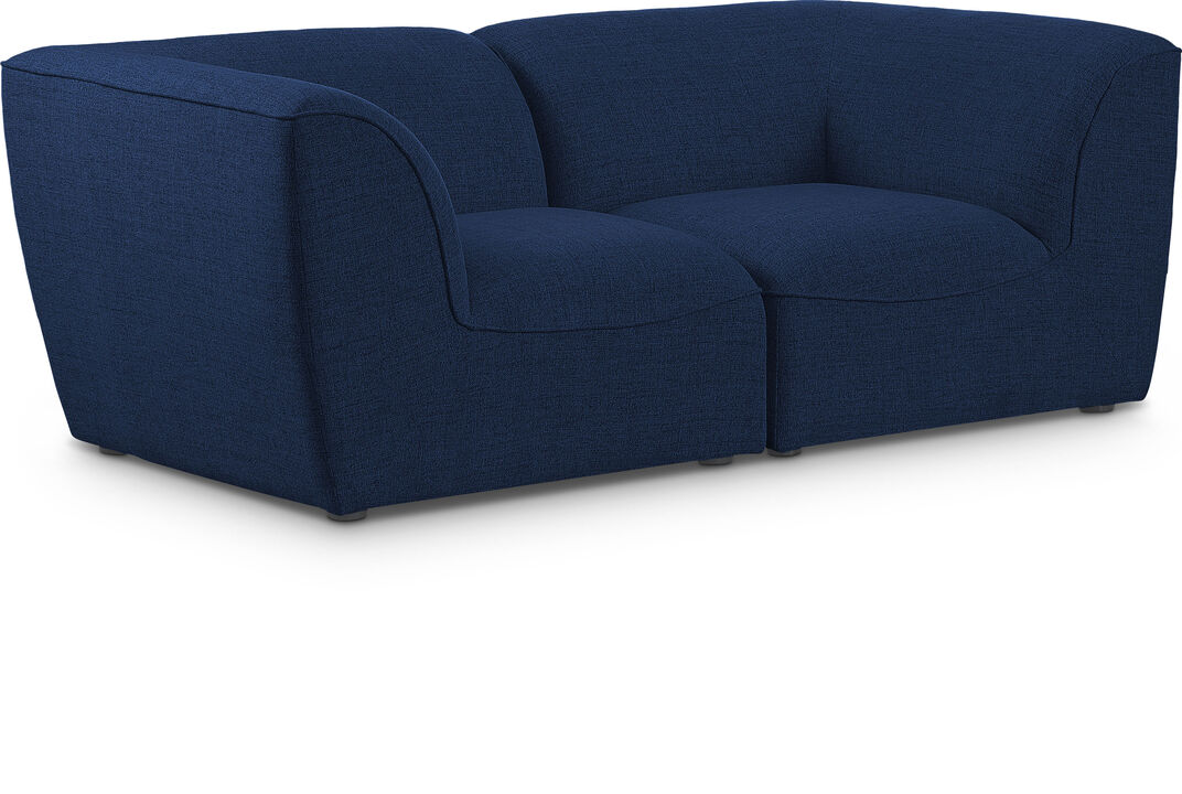 Meridian Furniture Miramar Navy Durable Linen Textured Modular Sofa