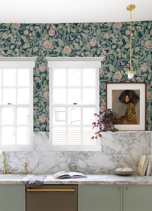 Kort Dark Blue Fruit and Floral Wallpaper (Set of 2)