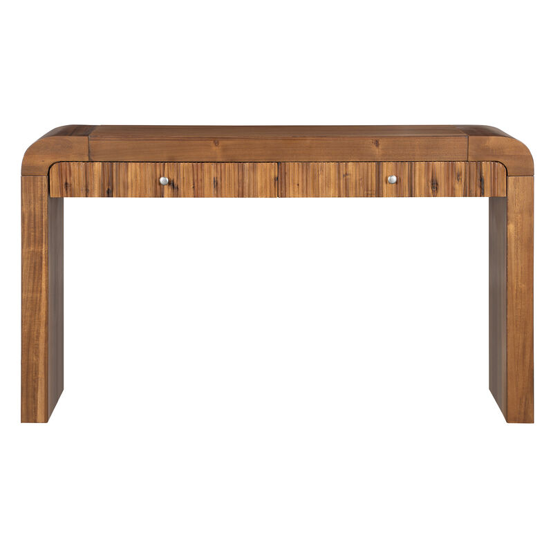 Merax Rustic Console Table with Fluted Drawer Front