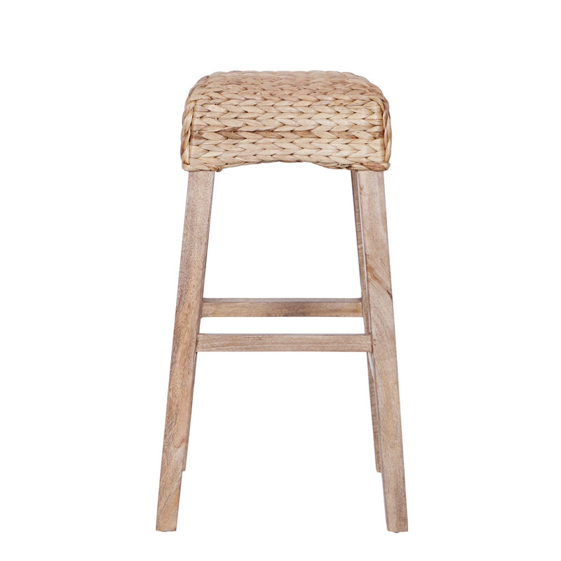 Maui Rustic Bohemian Hyacinth/Wood Backless Stool