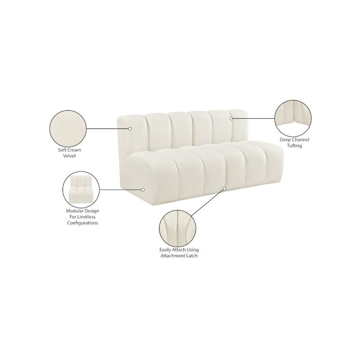 Meridian Furniture Arc Cream Velvet Modular Sofa