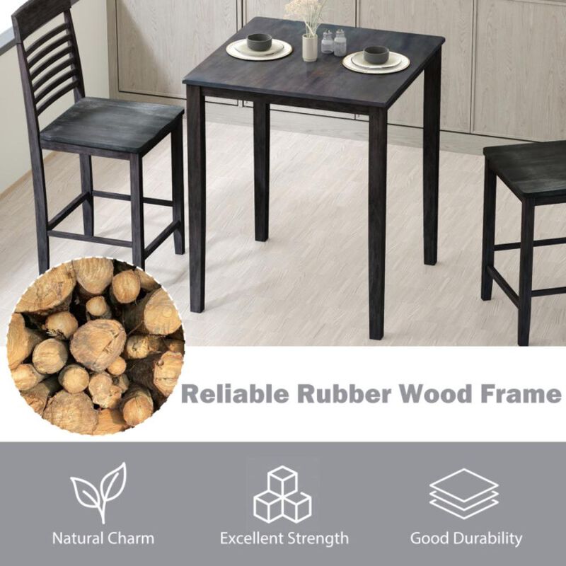 Hivvago Square Dining Table with Solid Wood Frame for 4-Person