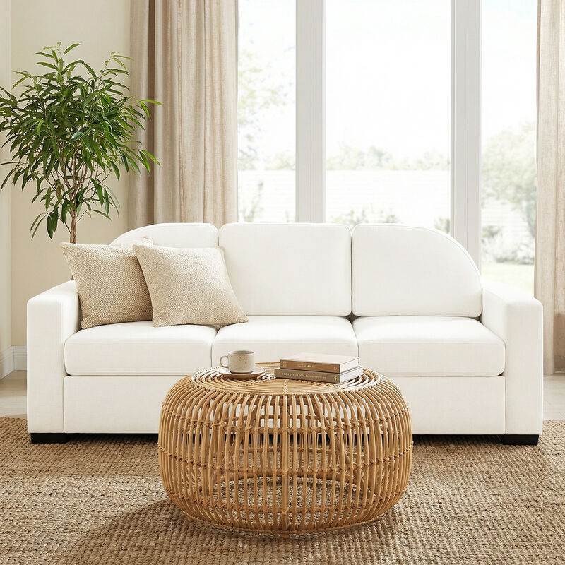 Merax Modern Curved Back Chenille 3-Seater Sofa with Pocket Spring Cushions image number 1