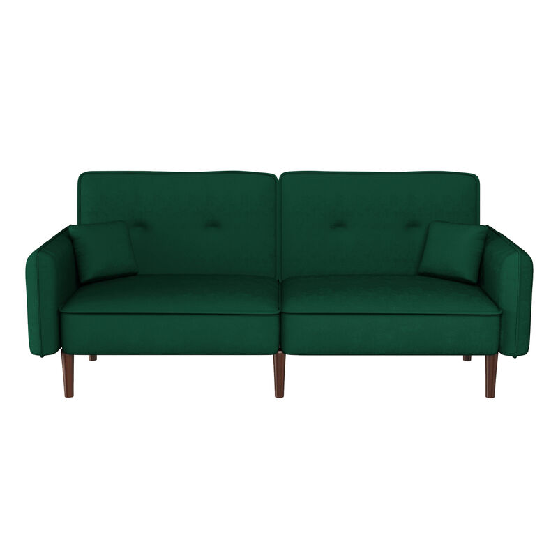 Convertible Sofa Bed With Wood Legs In Cotton Linen Fabric image number 0