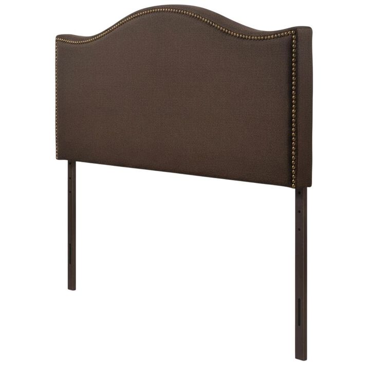 Upholstered Queen Headboard with Nailhead Trim and Curved Design