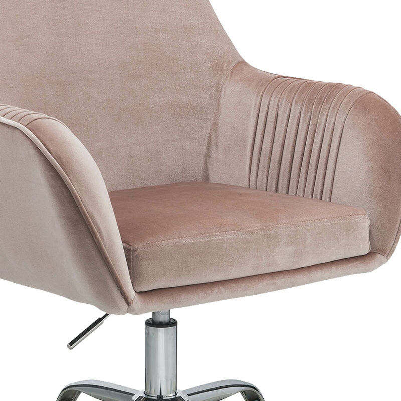 ACME  Eimer Office Chair - Peach Velvet & Chrome - 34-37 x 27 x 22 in.