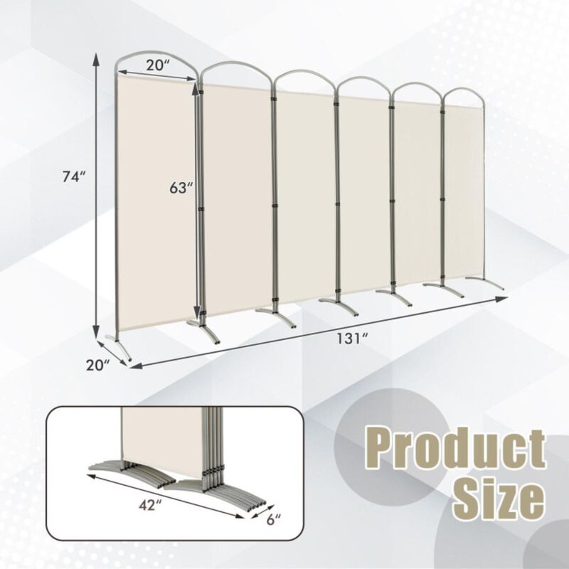 Hivvago 6.2Ft Folding 6-Panel Room Divider for Home Office Living Room