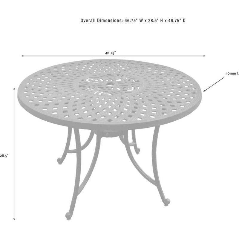 Sedona 46" Cast Aluminum Round Outdoor Dining Table