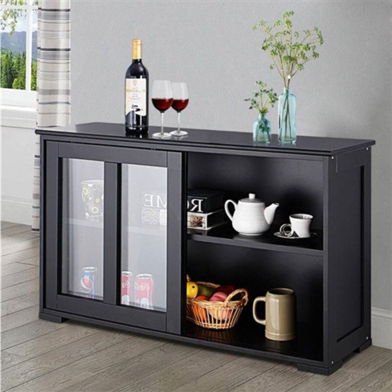 2-Door Sideboard Buffet Cabinet – Glass Sliding Doors for Stylish Dining Storage