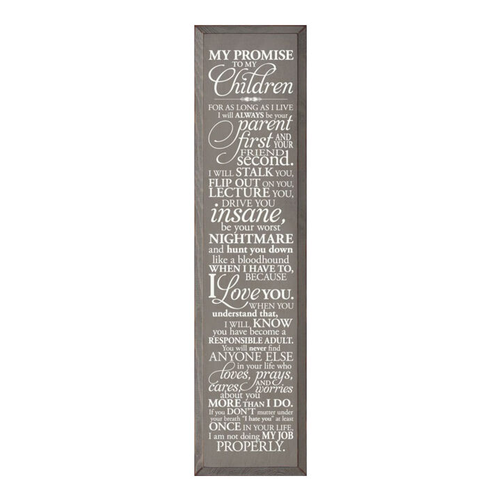 Parent Promise Wood Sign Inspirational Family Quote Rustic Home Wall Decor