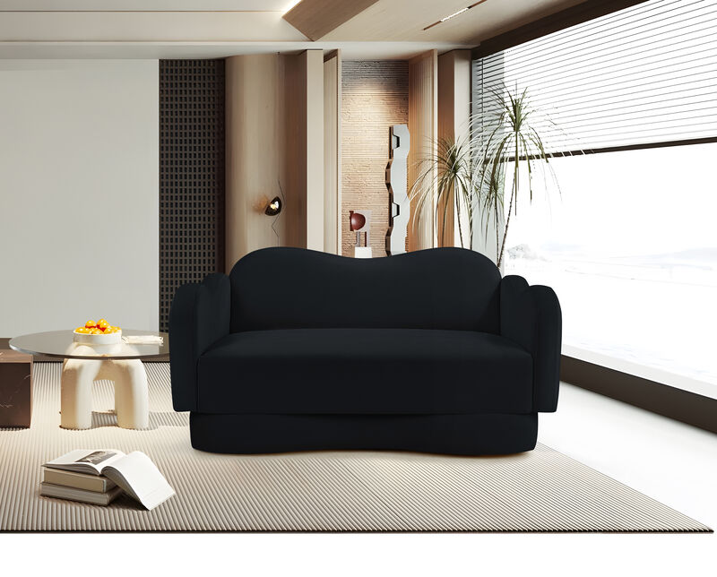 Meridian Furniture Bloom Black Velvet Loveseat