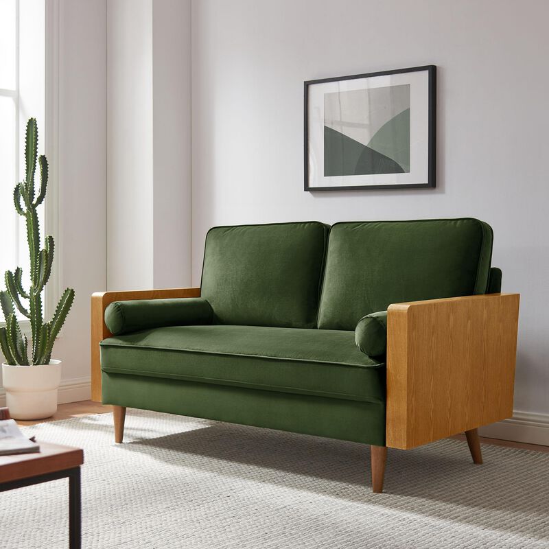 Kellan Loveseat in Walnut Moss Green image number 1