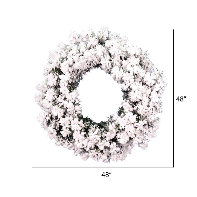 Vickerman 48" Flocked Alaskan Pine Artificial Christmas Wreath, Unlit - Faux Pine Christmas Wreath - Seasonal Indoor Home Decor image number 2