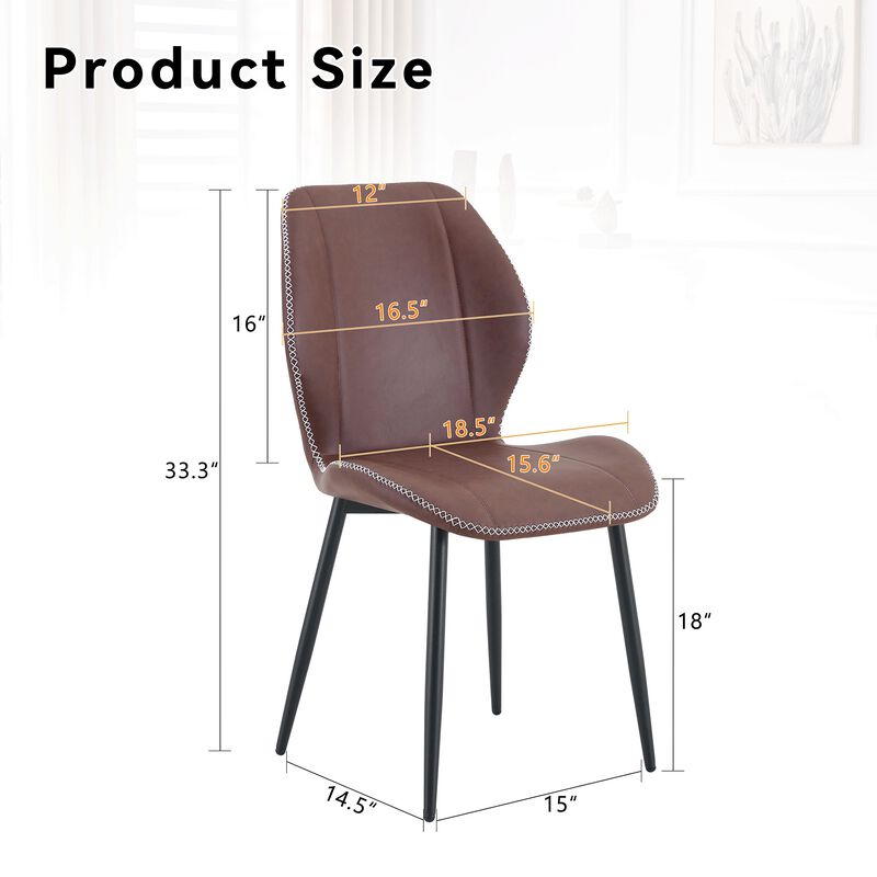 Whisen 4-Pack PU Leather Dining Chairs with Adjustable Feet, Metal Frame, Light Luxury Upholstered Chairs for Dining Room, Office, Study image number 9