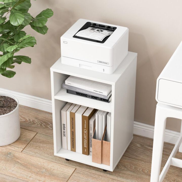 Hivvago Mobile File Cabinet Wooden Printer Stand Vertical Storage Organizer
