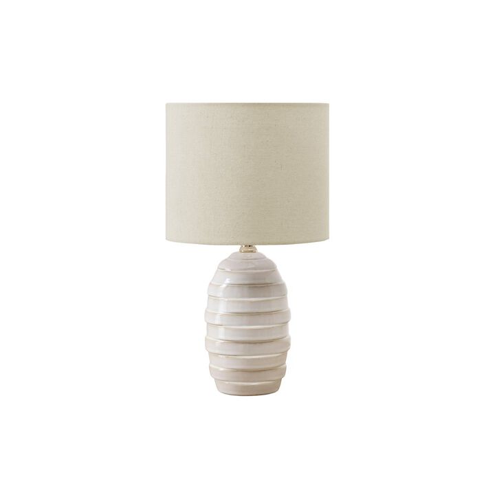 Lighting, 17"H, Table Lamp, Ivory Ceramic, Beige Shade, Contemporary, Modern