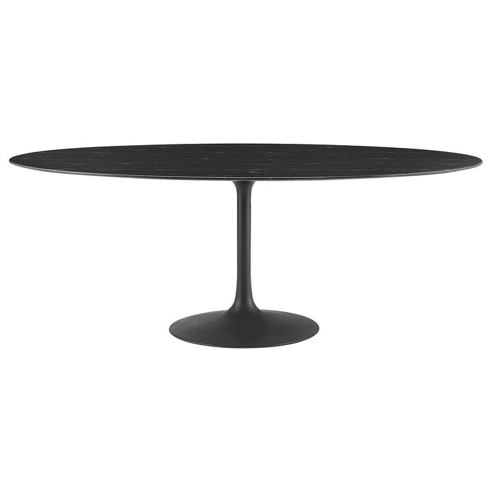 Modway - Lippa 78" Oval Artificial Marble Dining Table Black Black