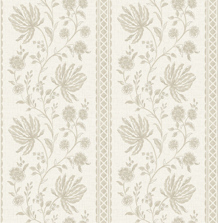 Edgemoor Taupe Jacobean Stripe Wallpaper