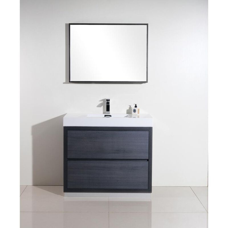 Kubebath Bliss 40 Gray Oak Free Standing Modern Bathroom Vanity
