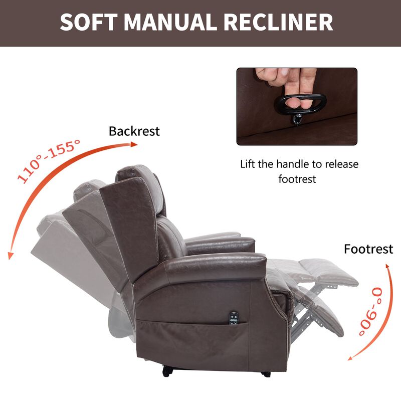Manual Recliner Chair in Faux Leather for Living Room with Heavy Duty Motion Mechanism, 8 vibrating nodes and 3 massage modes image number 8