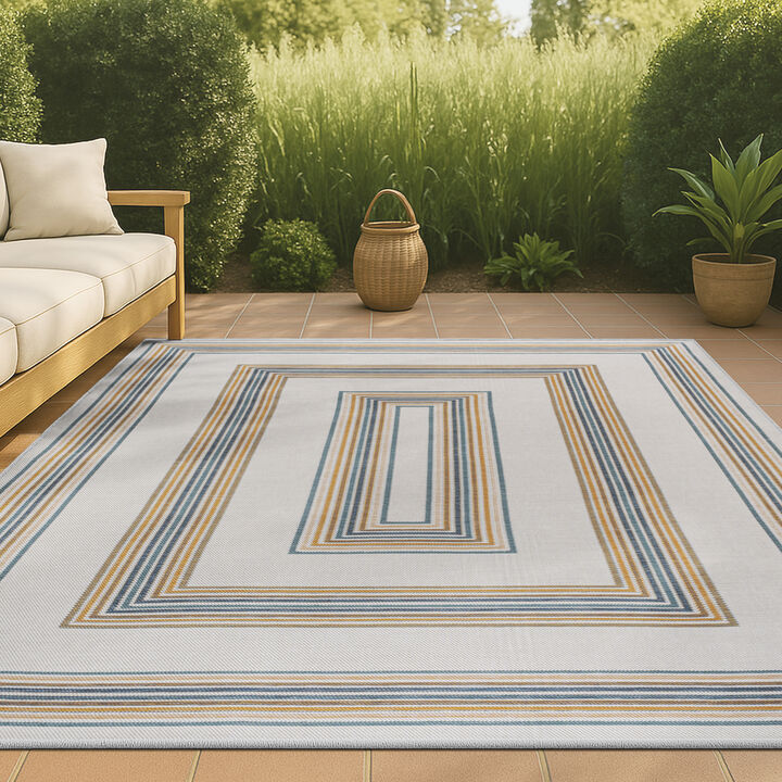 Argo Classic Nautical Mitre Stripe Reversible Machine-Washable Indoor/Outdoor Area Rug