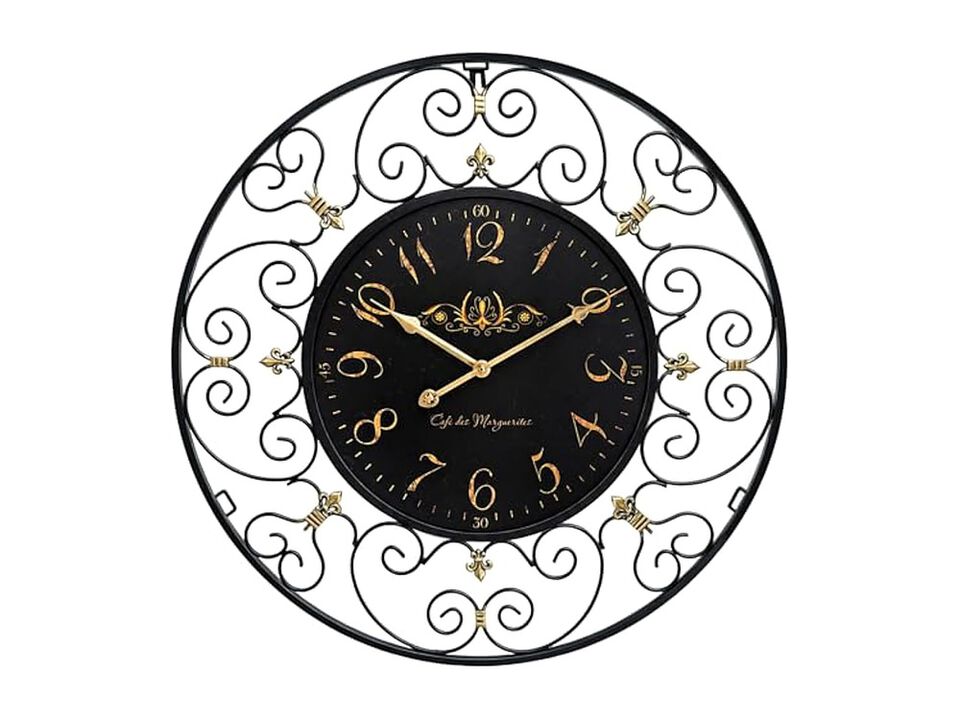 Vintage Iron Metal French Elegant Retro Wall Clock 24 Inch Silent