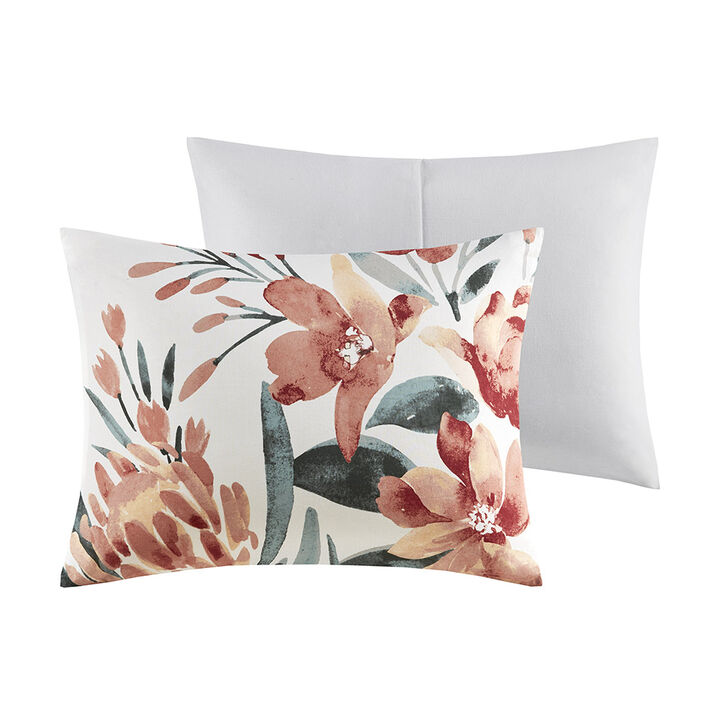 Gracie Mills 3-Piece Modern Floral Print Cotton Duvet Cover Set