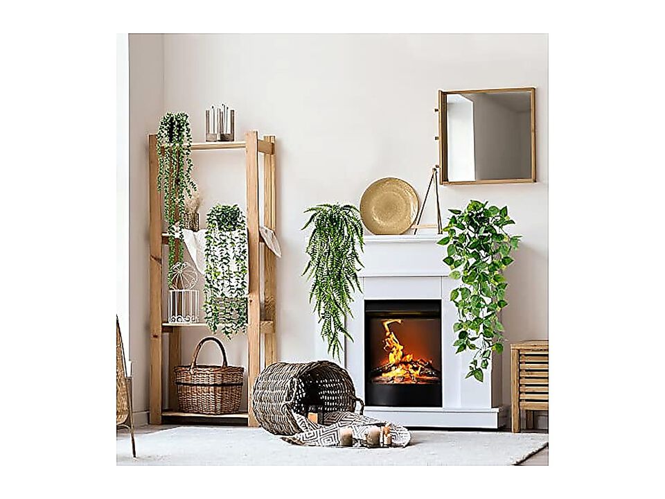 Fake Hanging Plants 4 Pack Artificial Potted Greenery Faux Eucalyptus Vine Fern