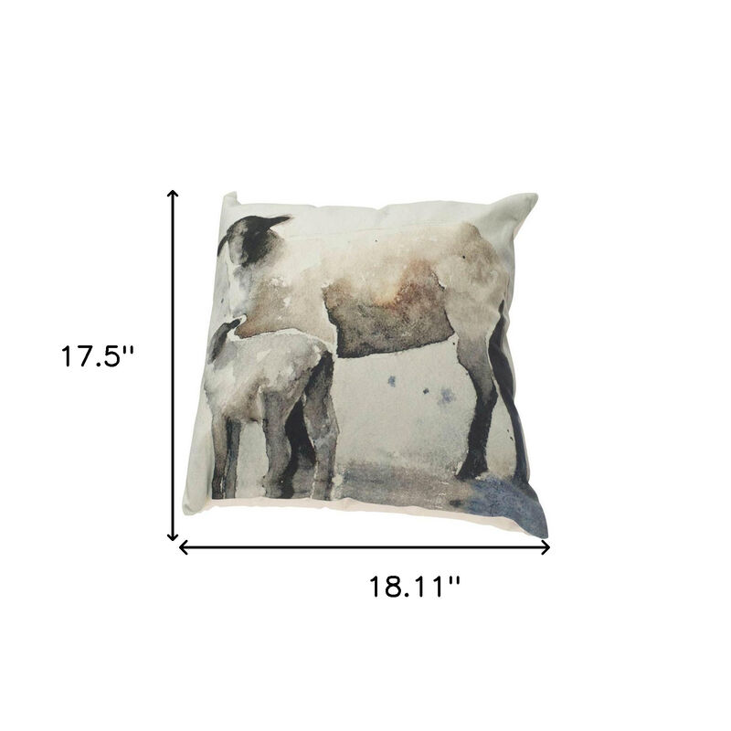 HomeRoots 18" Gray Black And Cream Linen Throw Pillow Cover image number 3
