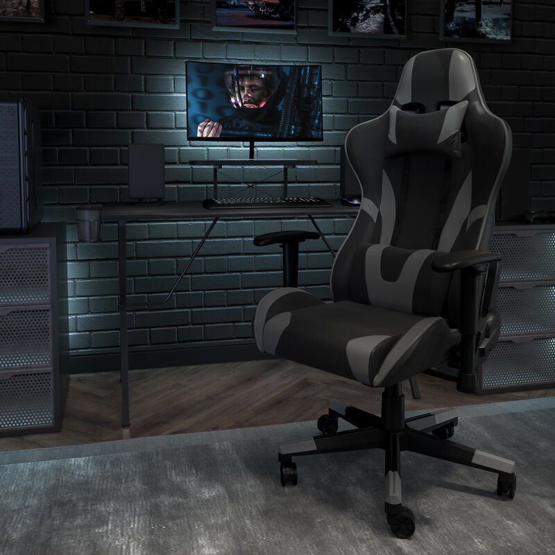 X30 Gaming Chair Racing Office Ergonomic Computer Chair with Reclining Back and Slide-Out Footrest in   LeatherSoft image number 1