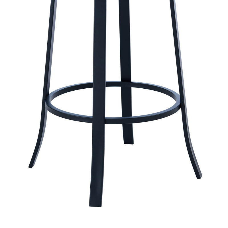 Lola Contemporary Bar Height Barstool in Matte Black Finish and Gray Faux Leather
