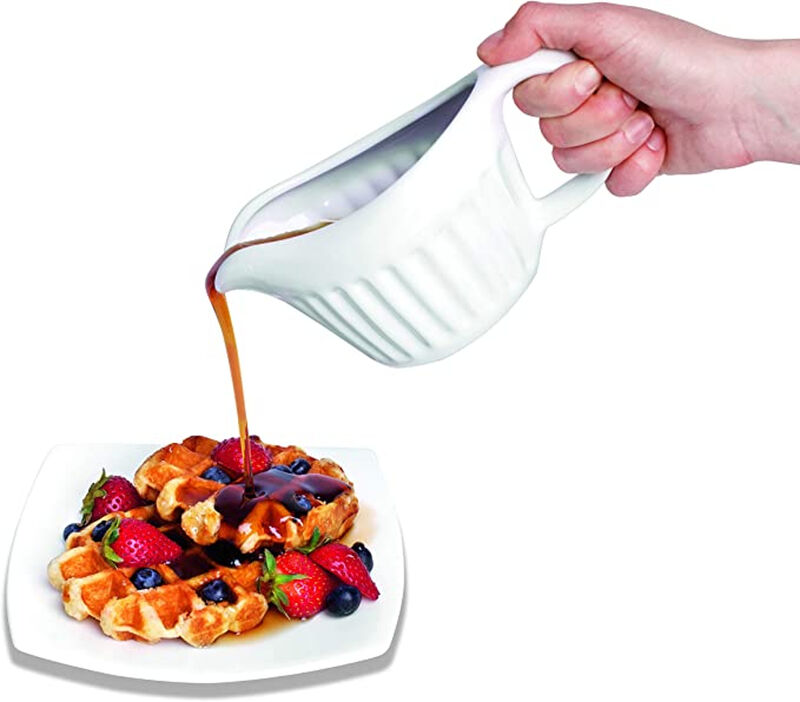 14 oz. White Ceramic Electric Gravy Boat Warmer with Lid and Detachable Power Cord