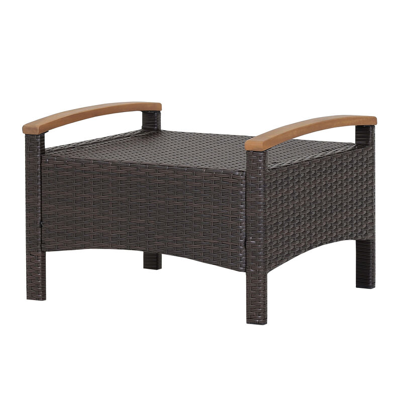 Set of 2 Fade-Resistant Wicker Patio Ottoman