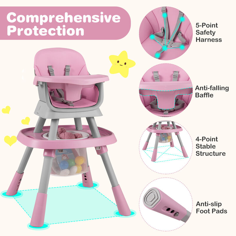 Convertible 16 in 1 Baby Highchair with Activity Center for Toddlers and Infants image number 3