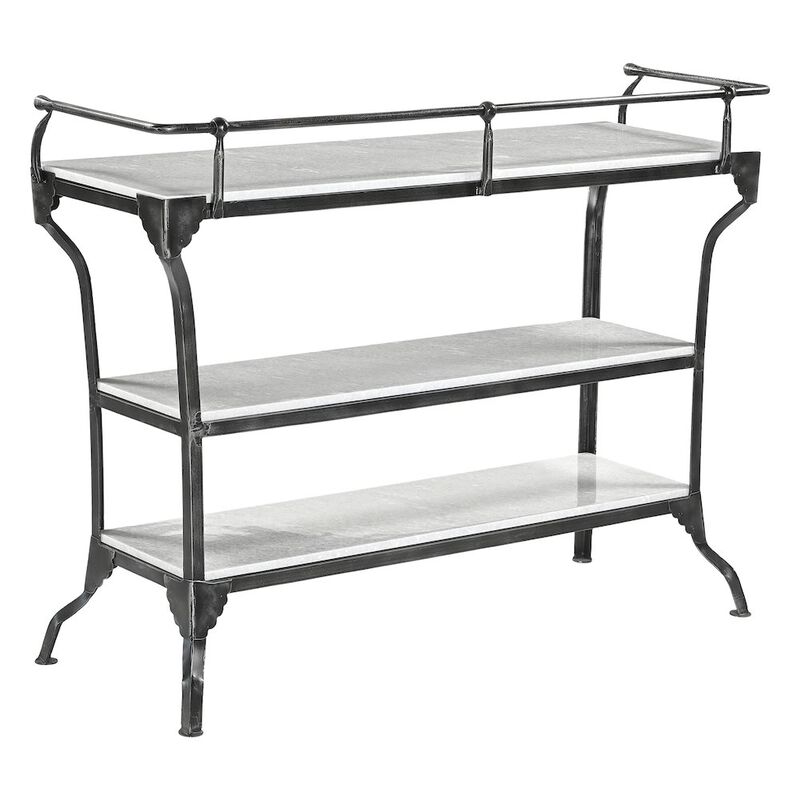 World Interiors Calloway 50" Console Table with White Marble and Black Metal Base image number 3