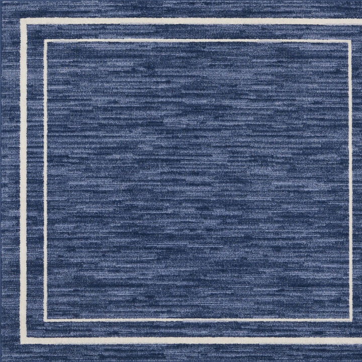 HomeRoots 5' Navy Blue And Ivory Square Indoor Outdoor Area Rug