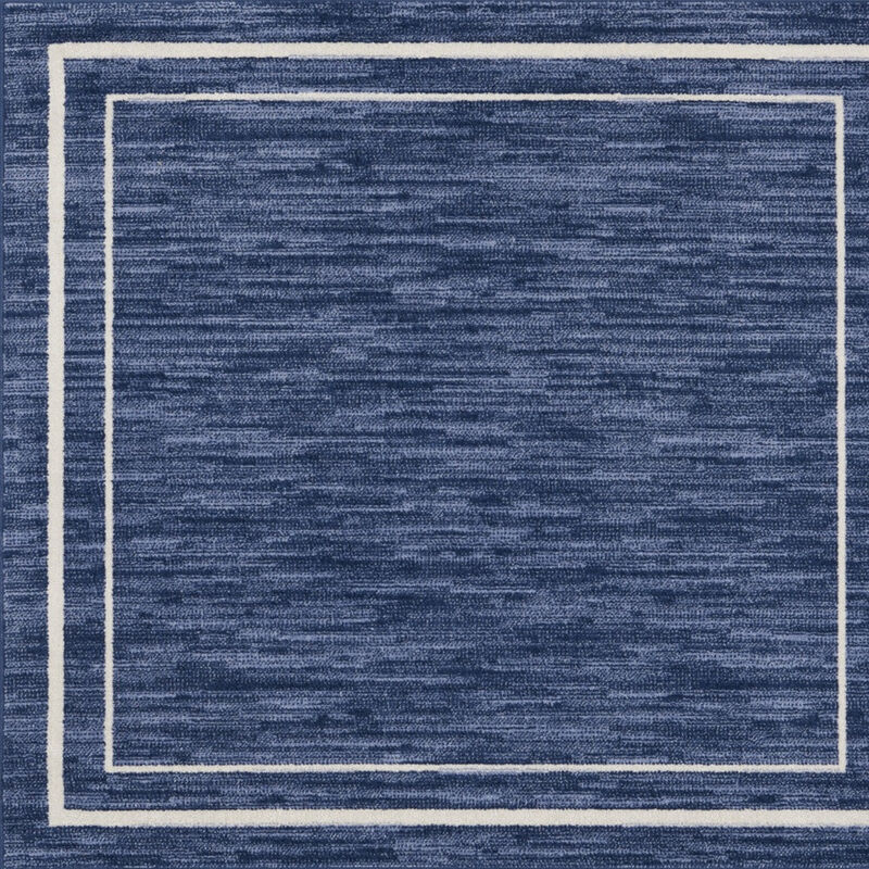 HomeRoots 5' Navy Blue And Ivory Square Indoor Outdoor Area Rug image number 0