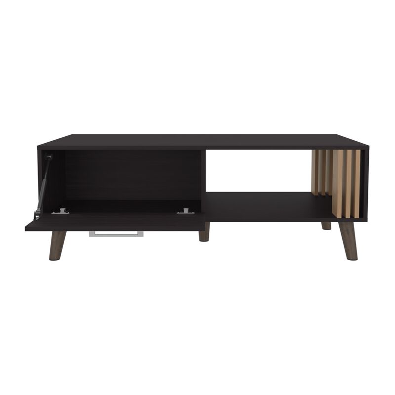 Lenoir Coffee Table, 1 Door, 1 Shelf, Black / Natural Oak
