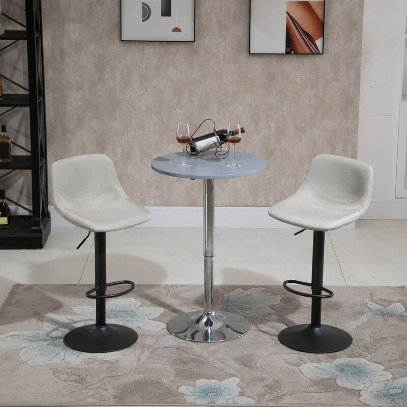 Cream White Bar Seats: Set of 2 Adjustable Swivel Padded Bar Stools