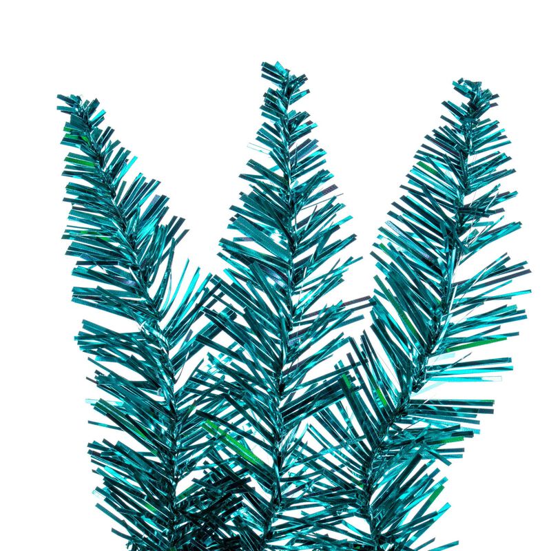 Vickerman 9' x 14" Aqua Tinsel Artificial Pre-Lit Garland with 100 Aqua LED Mini Lights image number 1