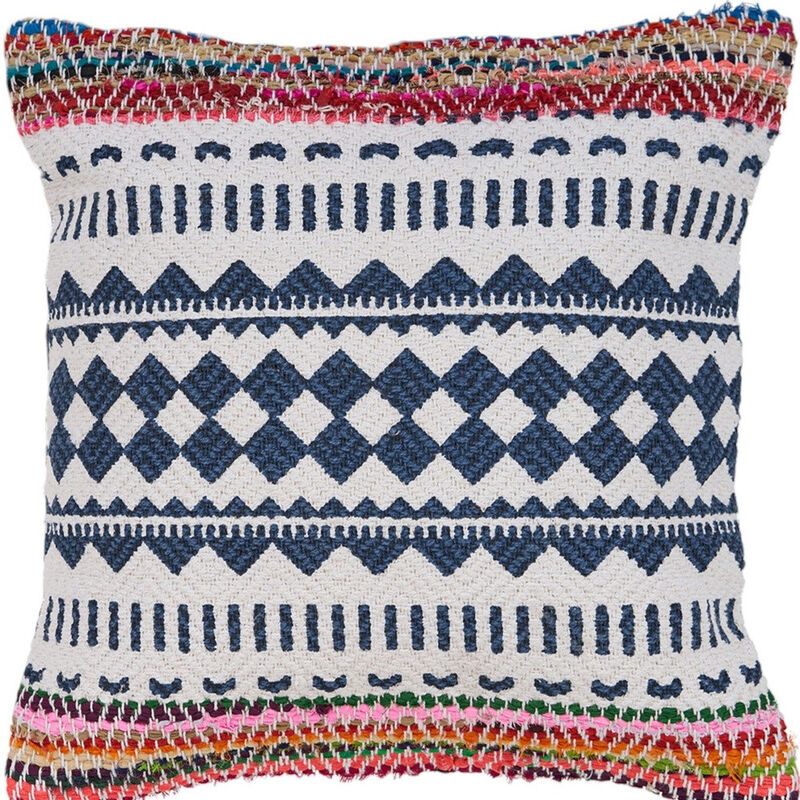 HomeRoots Set of Two Blue Geometric Cotton Throw Pillow image number 4