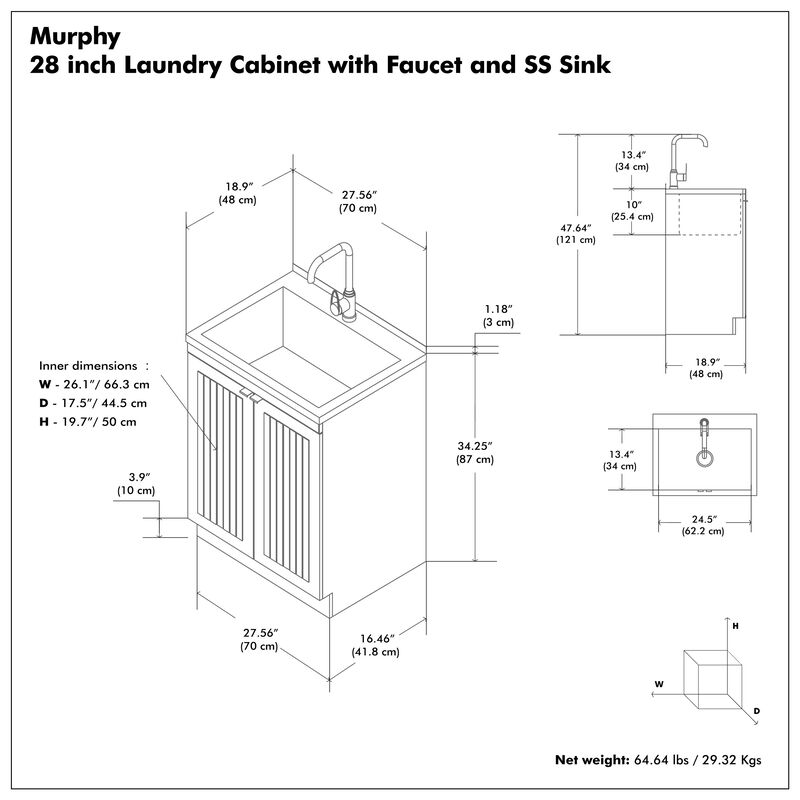 Murphy All-In-One 28-inch Laundry Utility Sink and Cabinet