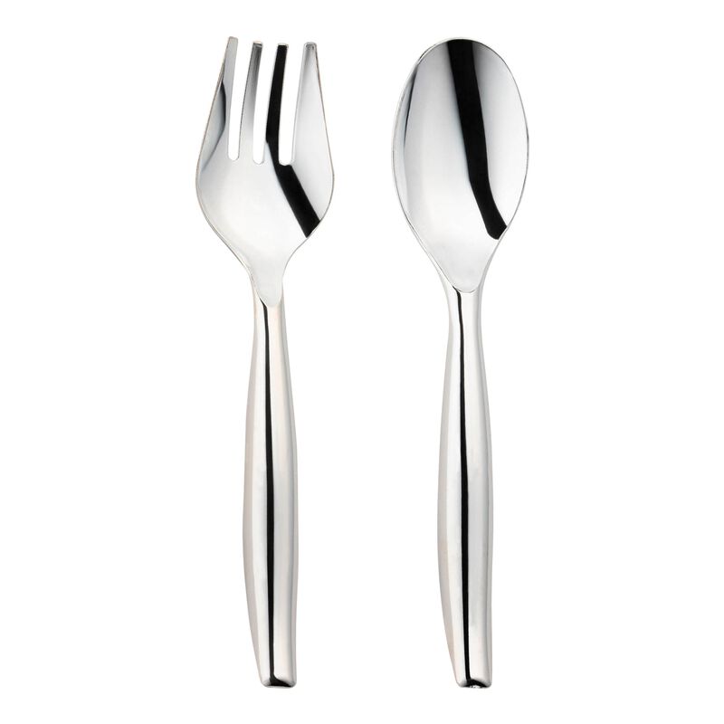 Silver Plastic Serving Flatware Set (150 Pairs) image number 0