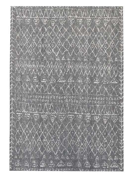 Malaika Charcoal Tribal Pattern Flatweave Rug