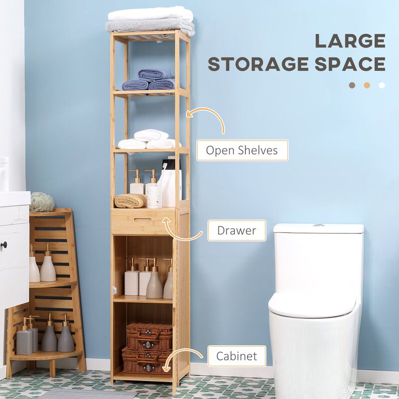 Bathroom Organizer: Storage Cabinet with Drawer & Slatted Shelves