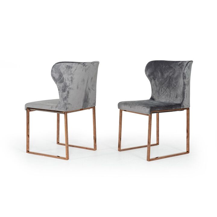 Chadwick Modern Grey Velvet & Rosegold Dining Chair