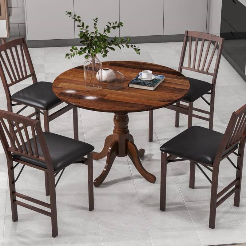 Hivvago Round Solid Wood Kitchen Dining Table in White Farmhouse Wooden Finish